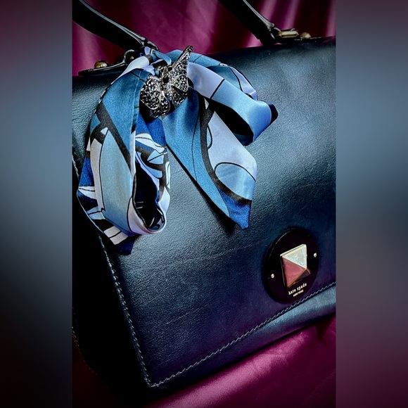 Kate Spade Black Crossbody Bag with Blue Scarf Accent - Picture 2 of 15